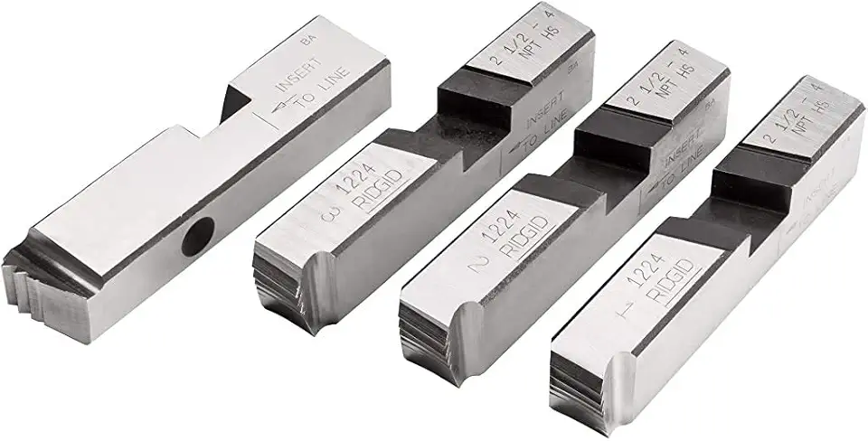 RIDGID 26192 4-Piece Pipe Threader Dies Set, 2 12-Inch to 4-Inch, Compatible with Model 1224 Threading Machine, Right-Handed, High-Speed Steel.