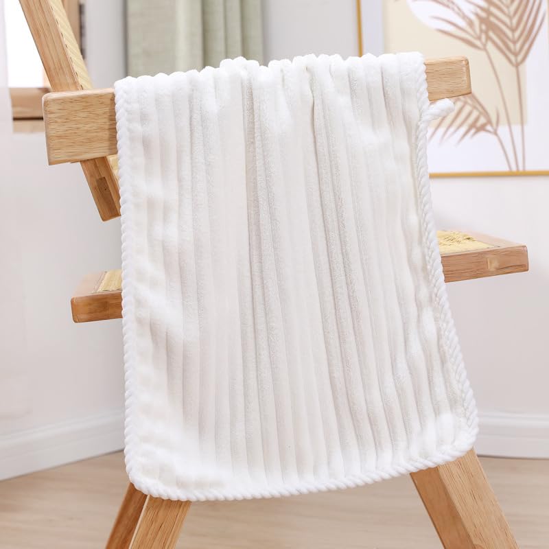 Toallas de baño de forro polar coral blanco de tacto mullido y alta densidad