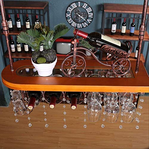Mostrador de bar con estante de vino de madera y soporte de vidrio retro para hogar y restaurante 6