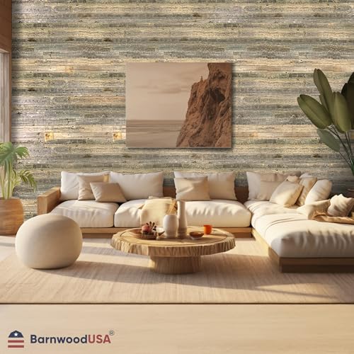 BARNWOODUSA Real Reclaimed Wood Planks - Easy Nail-Up Shiplap Panels for Rustic Wood Wall Paneling (Natural Weathered Gray, 10 Square Feet) - Thumbnail 2