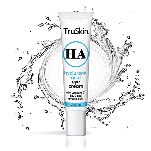 TruSkin Eye Cream for Dark Circles and Puffiness - With Hyaluronic Acid, Glycolic Acid, Vitamins C, B5 & E to Hydrate Delicate Under Eye Skin - Dark Circles Under Eye Treatment for Women, 0.5 fl oz