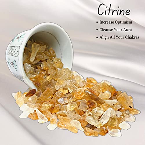 Image of Amazing Gemstone Citrine Crystal Chips Aquarium Gravel Rocks - 1000+ Carat Citrine Chips Bulk Fish Tank Gravel, Small Tumbled Stone Chips and Tiny Crystals for Decoration (Natural AAA Grade Gemstones)