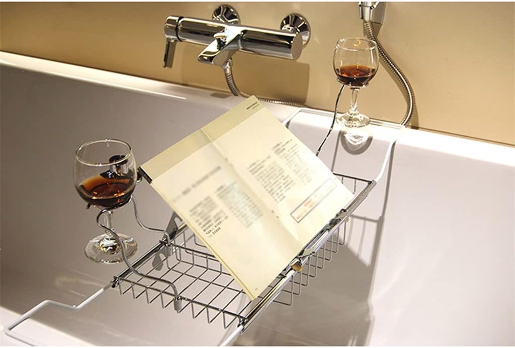 Household Retractable Bathtub Rack Stainless Steel Tray Shower Storage Box Wine and Towel Bathroom Accessories