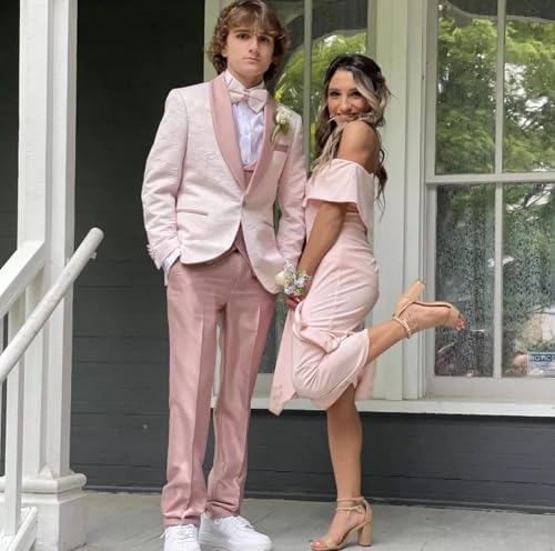 Jacquard Blazer with Satin Vest and Pants Men Suits Slim Fit 3 Piece for Wedding Groom Formal Dress4