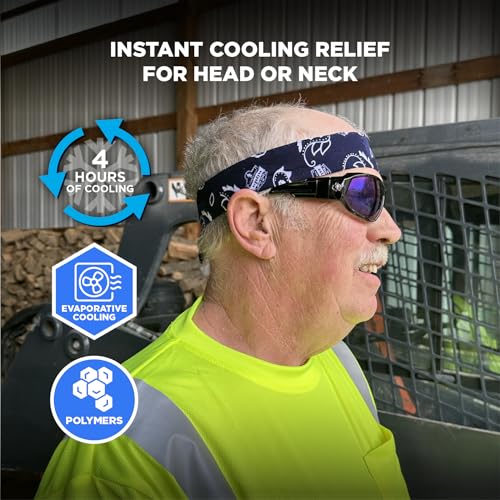 Image of Ergodyne Cooling Bandana, Navy Western, Evaporative Polymer Crystals for Cooling Relief, Quick and Secure Fit, Ergodyne Chill Its 6705