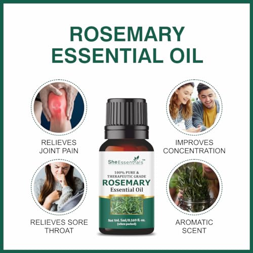 She Essentials Tea Tree, Rosemary, Lavender, Rose & Sandalwood Essential Oils | For Skin, Face, Hair & Aromatherapy | Reduces Acne, Wrinkles & Promotes Hair Growth | Suitable... - Image 3