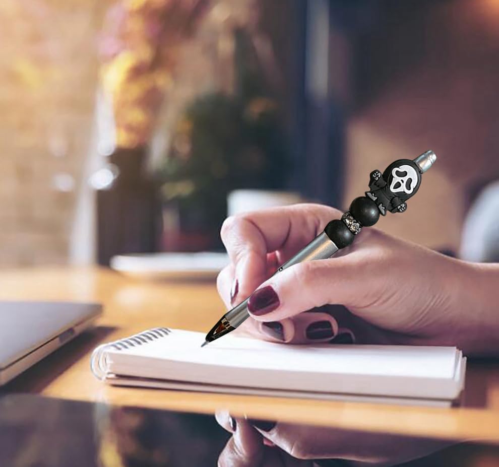 7PCS Horror Beadable Pens Horror Movie Pens Refillable Novelty Ballpoint Pen Set Halloween Spooky Pen Horror School Office Desk Accessories Gift for Adults - Image 5