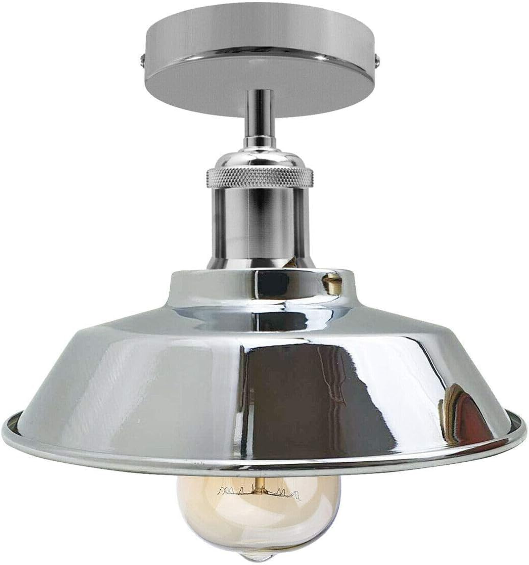 DC VOLTAGE Industrial Ceiling Light Chandelier Semi-Flush Mount E27 Base Chrome Metal Curvy Lights Ceiling Light Fixture for Bedroom Living Dining Room Hallway (Chrome) - Image 3