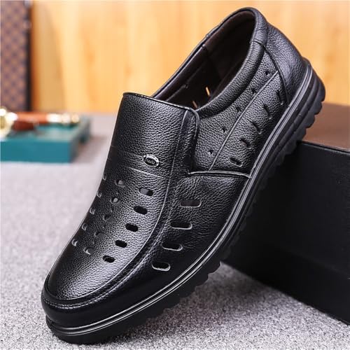 Men's Genuine Leather Dress Shoes Wide Width Business Casual Comfortable Round Toe Slip-On Shoes for Men2
