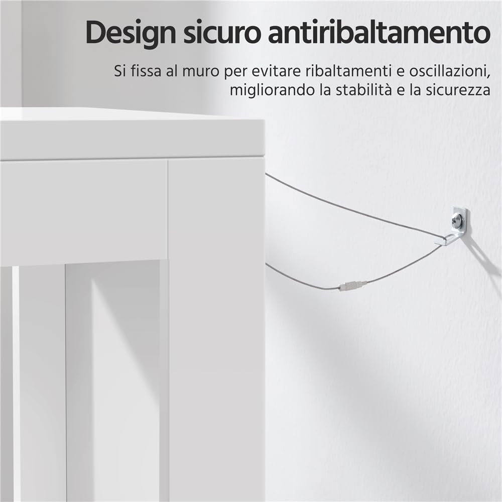 Yaheetech Mobile Bagno Salvaspazio Cassettiera Mobiletto Armadietto,Bianco | Colonna Alta con 3 Cassetti e 2 Scomparti Aperti per Soggiorno e Cucina, Impermeabile e Facile da Pulire, 30 × 30 × 142 cm