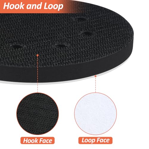 Image of 4 Pack 5 Inch 8 Holes Foam Sanding Pads, Soft Density Interface Pad, Hook and Loop Sponge Cushion Buffer Backing Pad for Orbital Sander