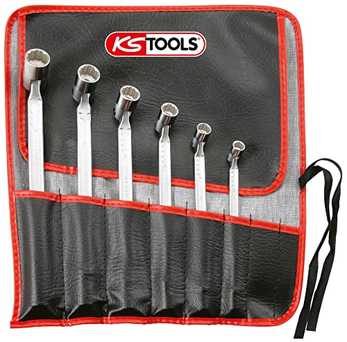 Ks Tools 517.0310 - Jeu de 6 Clés à douilles articulées - 12 pans - en Chrome Vanadium - Finition Satinée