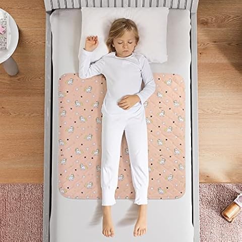Potty training bed pad, mattress protector for 100% night time waterproof protection| Unicorn |Lifesaver for mattress for night time Toilet training|easy to wash & dry|Fits toddler & single size bed Cover