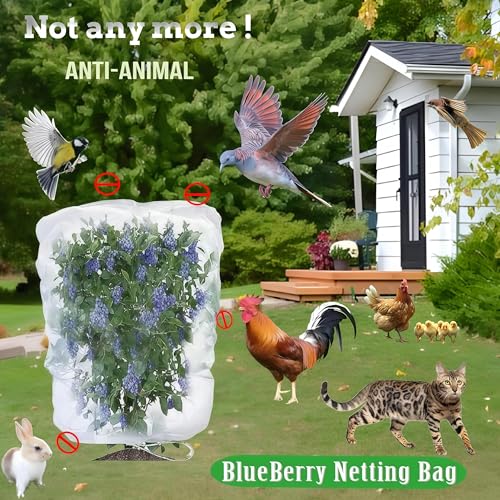 Fruit Tree Netting with Drawstring- 4 Pack 5.3x6 FT- Easy Install Plant Protection Cover, Reusable Garden Mesh Bag for Blueberry Bushes/Tomato - Block Birds/Insect/Squirrels by SATOCVAY - Image 3