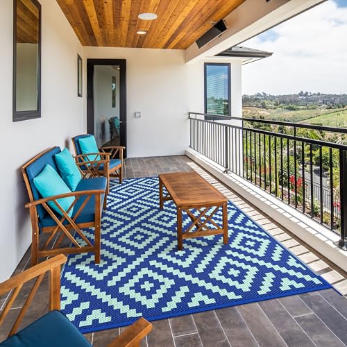 Image of GENIMO Outdoor Rug, Waterproof Plastic Rugs for Patio, 6'x9' Royal Blue