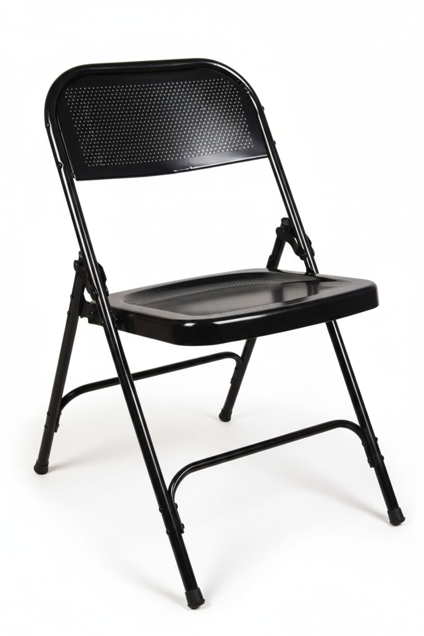 AUKLI Standard Folding Metal Chair | Heavy Duty Foldable Chair for Study, Dining, Office & Outdoor Use | Compact, Portable & Durable (Black) PF-01-image-43