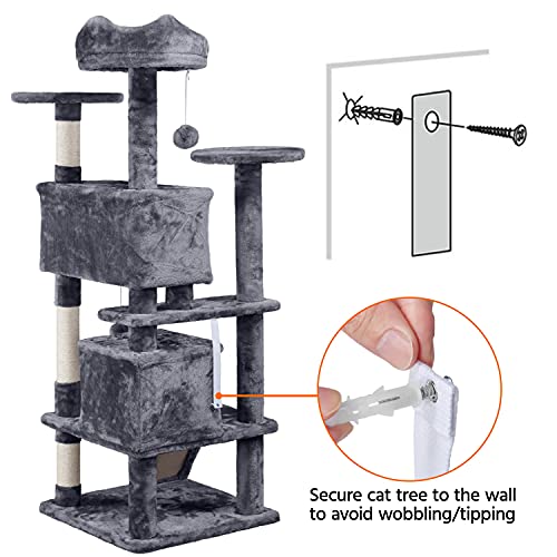 Yaheetech 54in Cat Tree Tower Condo Furniture Scratch Post for Kittens Pet House Play - Image 6