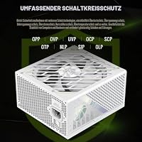 GAMEMAX GX 850G PRO WH Netzteil PC 850W Vollmodulares, ATX3.1 PCIe5.1 mit 12V-2x6-Anschluss, 80 Plus Gold, 105°C Japanische Kondensatoren, 7 Schutzschaltungen, 10 Jahre Garantie, Weiß – Ansicht 6