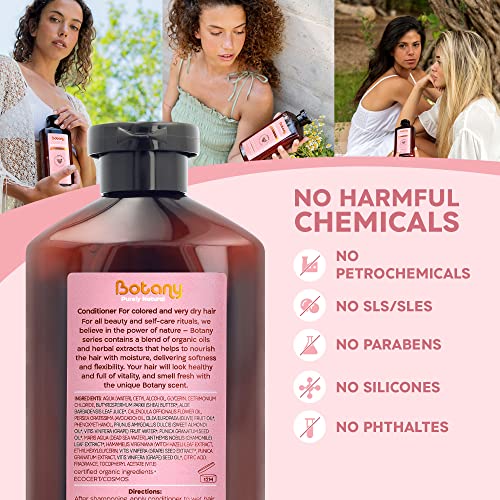 Botany Natural Conditioner For Colored And Very Dry Hair With Organic Pomegranate, Grape Seeds, And Chamomile - Vegan Conditioner For Women And Men Sls/Sles, Silicon, Paraben And Cruelty Free,17.6 Oz #TOP3