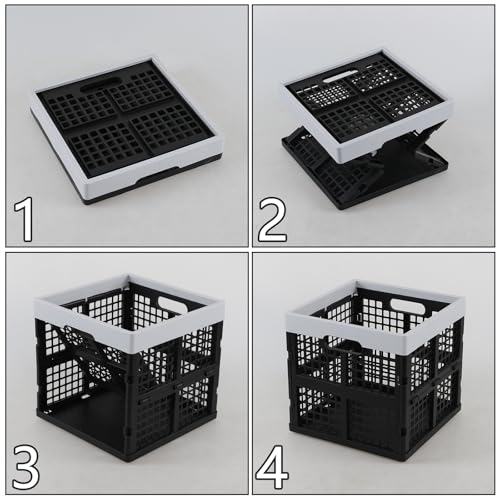 Kekow 22 L Plastic Collapsible Crate, 3 Pack Plastic Stackable Storage Crate, Cubes Organizer Baskets - Image 5