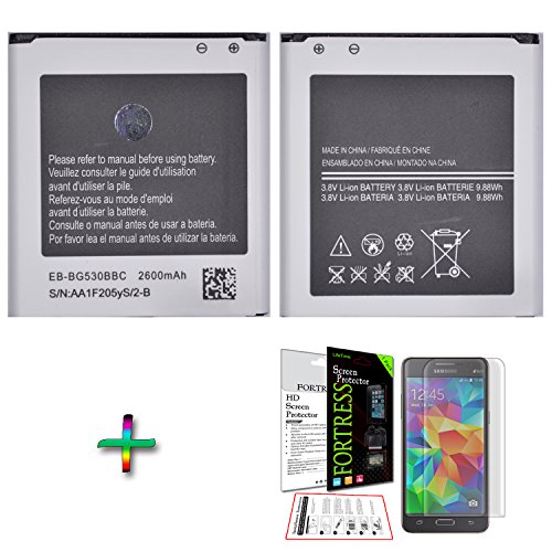 (Bundle SB) Samsung Galaxy Grand Prime LTE G530 G530H G530F G530T Replacement Battery + Crystal Clear Screen Protector, LCD Kit Exact Fit No Cutting Needed, By Fortress (Battery Plus Screen Protector) (Bundle SB) Samsung Galaxy Grand Prime LTE G530 G530H G530F G530T Replacement Battery + Crystal Clear Screen Protector, LCD Kit Exact Fit No Cutting Needed, By Fortress (Battery Plus Screen Protector)