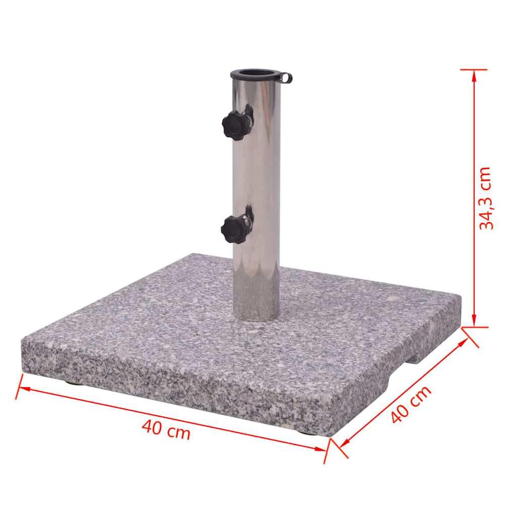 Stojak na parasol przeciwsłoneczny, granitowy, kwadratowy, 20 kg, z 2 adapterami do drążków Ø 38 i 48 mm, stabilny stojak na parasole na balkon, taras, do ogrodu, na podwórko, z wytrzymałym