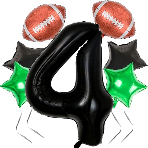 Juego de globos de fútbol número 4 de 40 pulgadas, globos negros con números para decoraciones de fiesta de cumpleaños de fútbol, perfectos para fiestas temáticas de fútbol, celebraciones, ideal para