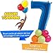 Dolce idea Composizione Personalizzata Mylar Sagoma Numero 7 Blu con Adesivi di Curioso Come George e del Tuo Nome, Base Pallocini e Kit Fai da Te, Addobbi Festa Compleanno