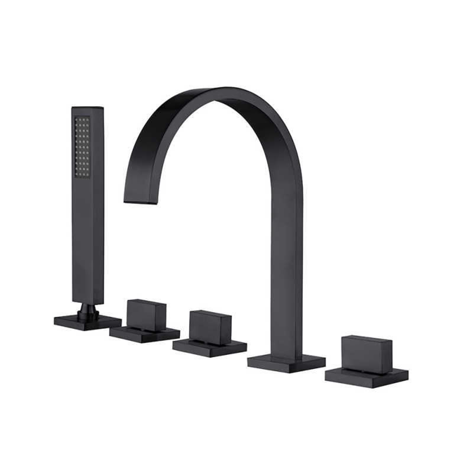 Mitigeur cascade noir LWX avec pont de baignoire intégré pour salle de bain