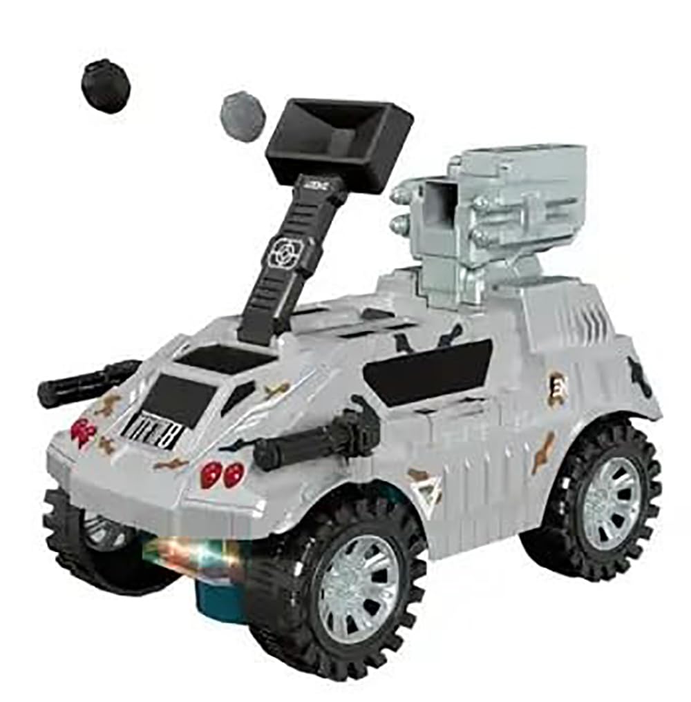 KRIREEN Electric Tank Toy Automatic Dropping Bombs Universal Driving Armored Car Model with Light Music Interactive Toys Best Gift for Kids & Children (Multicolor),(Pack of 1) 1