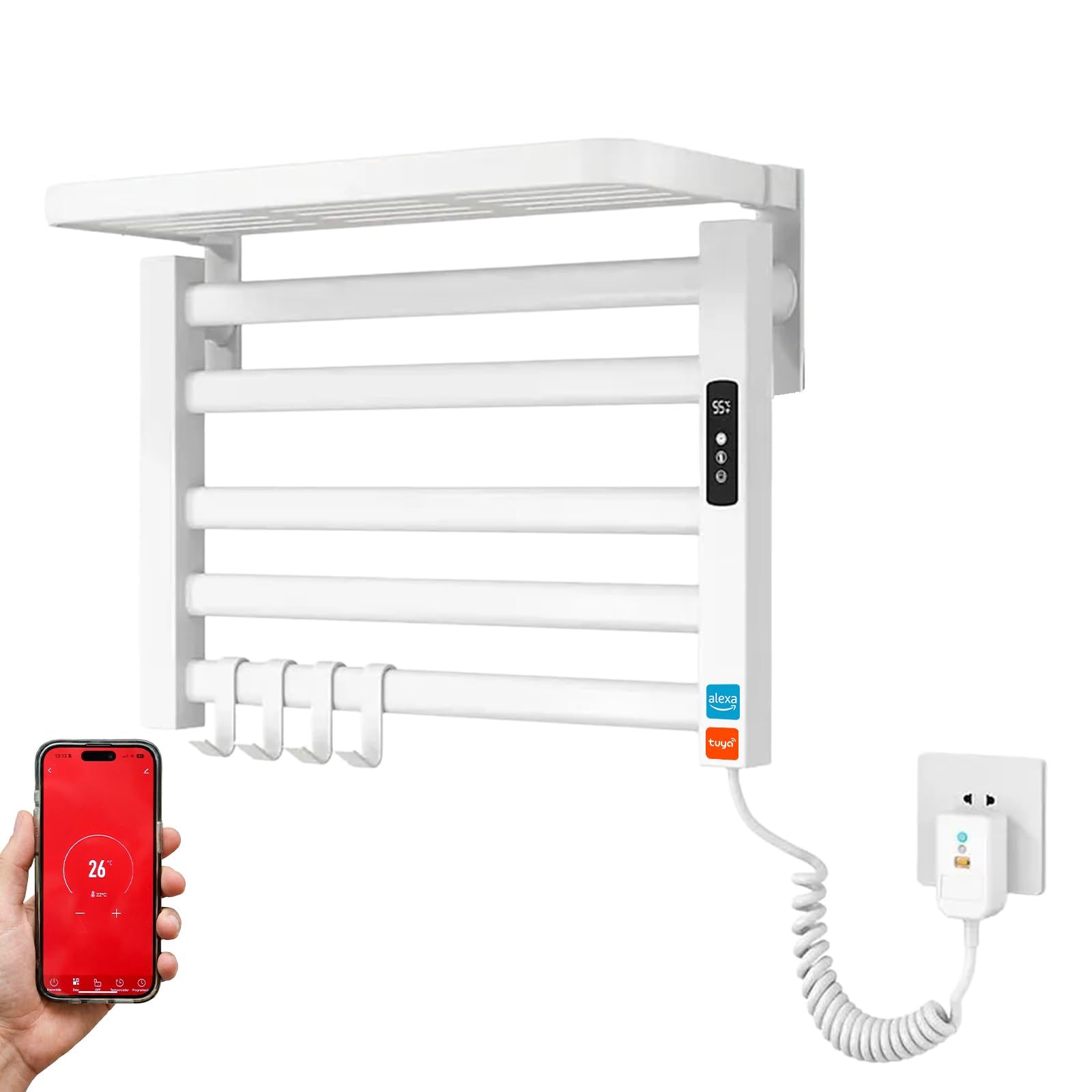 YOEVU Toallero eléctrico Blanco Mediano 100W Aleación de Aluminio
