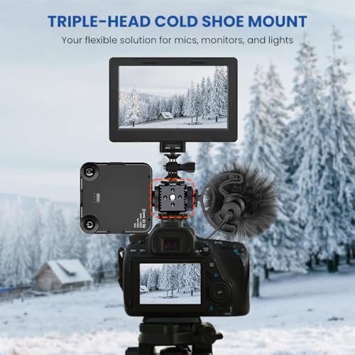 Image of ZORBES Triple Hot Shoe Mount Bracket with 1 /4 inch Thread, Aluminum Alloy Camera Accessory Holder, 3-Way Cold /Hot Shoe Adapter for Flash, Microphone & LED Light