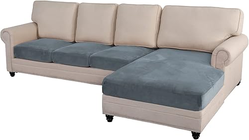 MIFXIN Fundas para sofá modular, 4 piezas, terciopelo elástico, juego de fundas de asiento para sofá, en forma de L, fundas de cojín separadas,