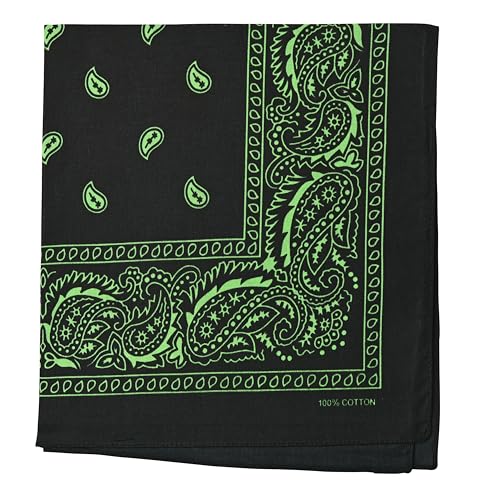 Motique Accessories Two Tone Single Bandana (Black Green)