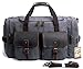 SUVOM Leather Canvas Duffle Bag Weekend Overnight Bag Travel Tote Duffel Luggage...