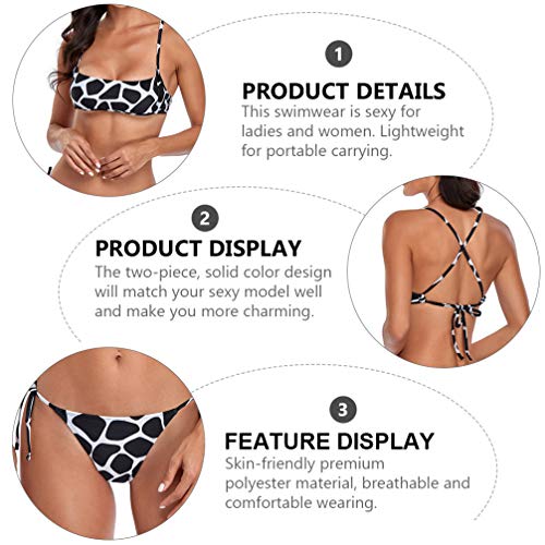 SOIMISS Mulheres Cinta Biquíni Top Maiô Fio Dental Maiô Fissão Swimwear (Preto- M)