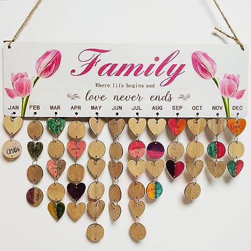 JARBEIYYE Family Birthday Calendar Wall Hanging with 100