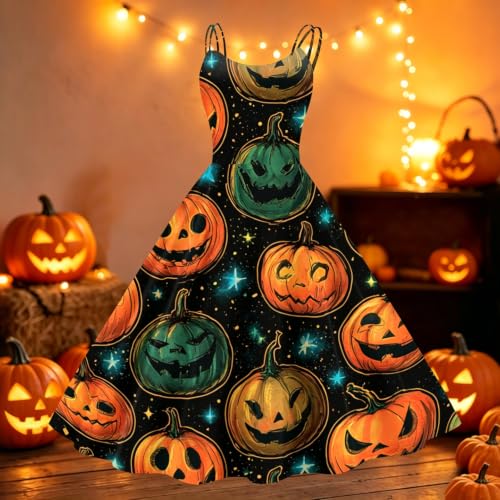 Vestido de Halloween retro con falda amplia que estiliza la silueta de forma cómoda 3