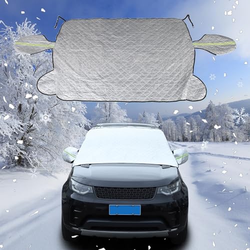 Image of Windshield Snow Cover Compatible with LR Discovery 2003-2024, Car Snow Cover, Front Windshield Sunshade, Exterior Windscreen Sun Shade, UV-Rays Sun Ice Snow Frost Protector, 4-Layer Windshield Cover