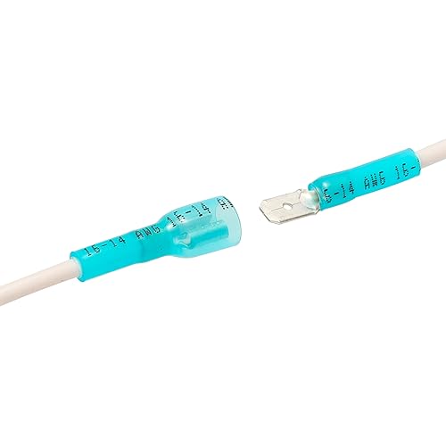 Miniatura 13 de HKS 100 conectores de pala hembra rojo 22-16 AWG – Kit de conectores de cable de desconexión rápida eléctricos termorretráctiles – cobre rojo