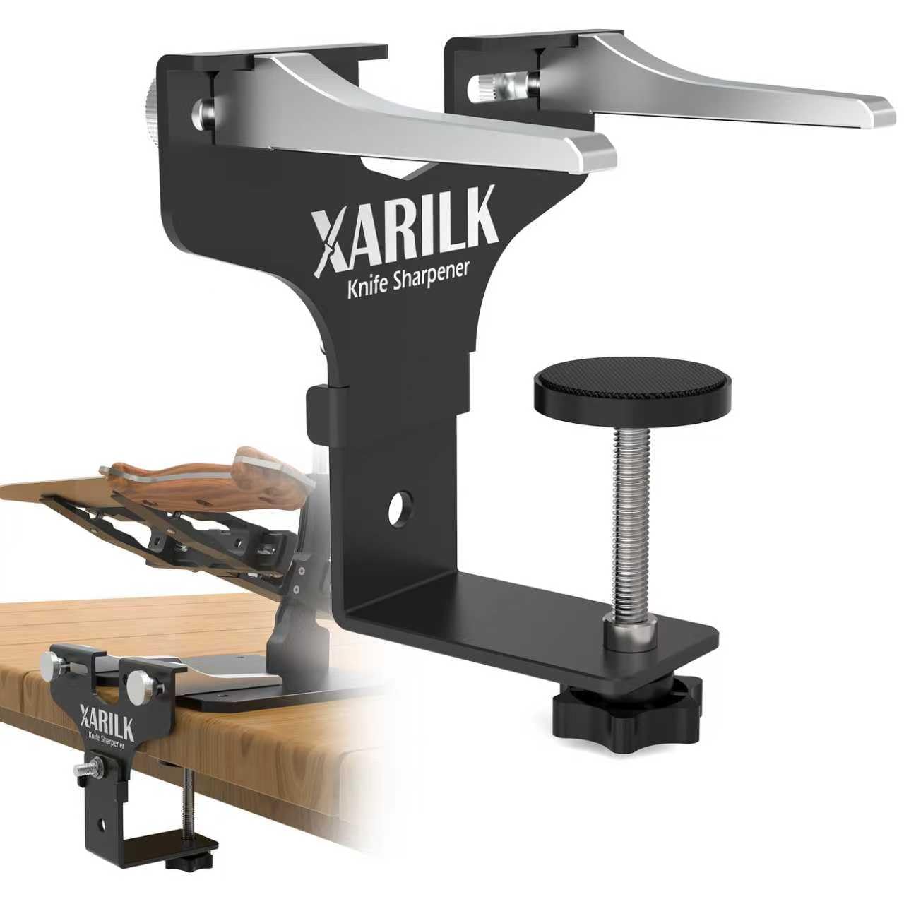 XARILK Upgraded Aluminum Knife Sharpener Securing Clip, Adjustable Width 2-5.1", Compatible with XARILK Sharpening Systems GEN2/GEN3