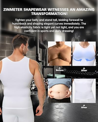 Compression Shirt Mens Tank Top,Gynecomastia Undershirt Body Shaper Tummy Control,Men Shapewear V Neck Slimming Vest3