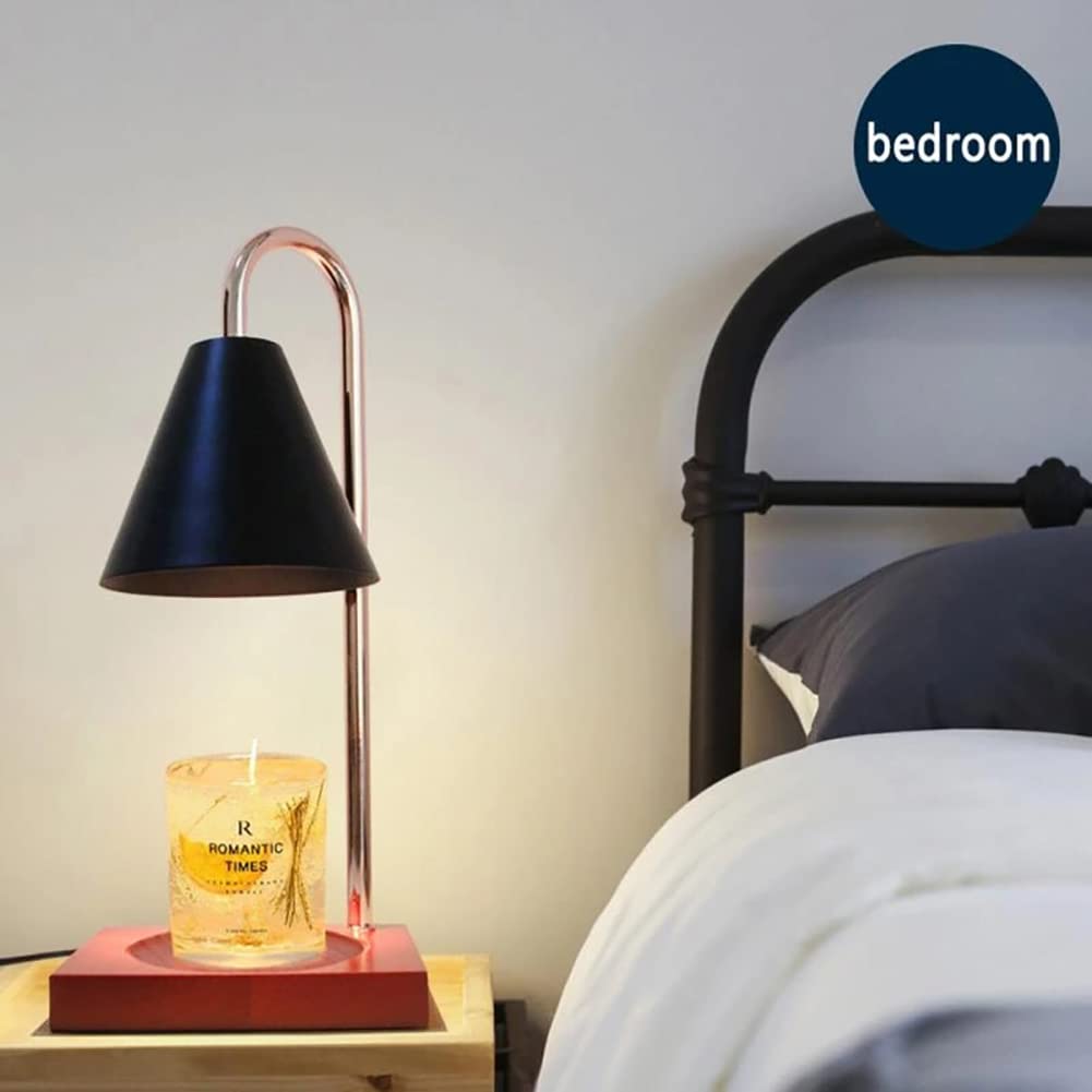 Kreatywna lampa do topienia świec z timerem, ściemniana aromaterapia do topienia świec, drewniana podstawa lampa stołowa do dekoracji wnętrz, czarna
