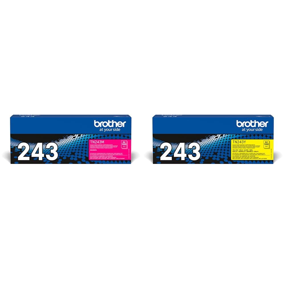 Brother TN-243M Tonerkassette, Magenta & TN-243Y Tonerkassette (für DCP-L3510CDW, DCP-L3550CDW, HL-L3210CW, HL-L3230CDW, HL-L3270CDW, MFC-L3710CW, MFC-L3730CDN, MFC-L3750CDW und MFC-L3770CDW) gelb