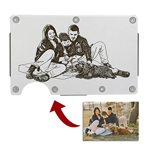 awofer Photo Wallet for Men Custom Wallet Engraved Card Holder Personalized Gifts for Him Aluminum Picture Wallets with Money Clip Gifts for Husband Boyfriend Dad Son Grandpa Groomsmen3