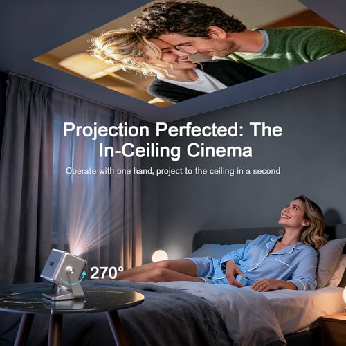 Image of [4000 ANSI & Now with Netflix] 4K Projector with WiFi and Bluetooth for Display Booths, Auto Focus Keystone Smart Projector , Voplls Mini Projector with Adjustable Stand for Home Bedroom (Silver Grey）