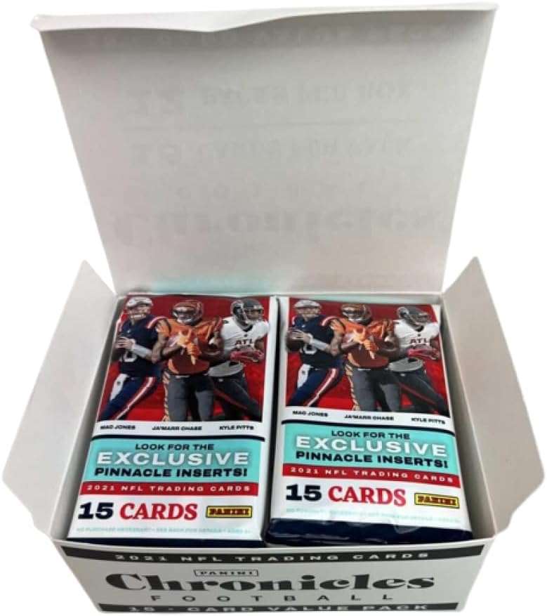 Miniatura 1 de 2021 Panini Chronicles NFL Football Value Cello Box (12 Factory Sealed Packs) 180 Cards 12 Packs of 15 cards per pack, Value Box Exclusive Pinnacle