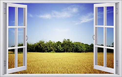 Preisvergleich Produktbild DesFoli Getreide Feld Landschaft 3D Look Wandtattoo 70 x 115 cm Wanddurchbruch Wandbild Sticker Aufkleber F054