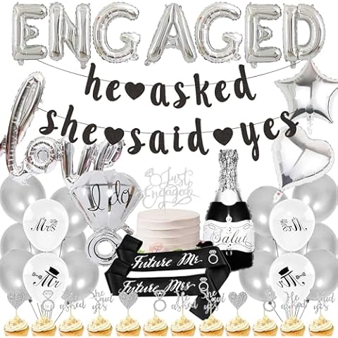 Engagement Party Decorations with Balloons and Banner Cover