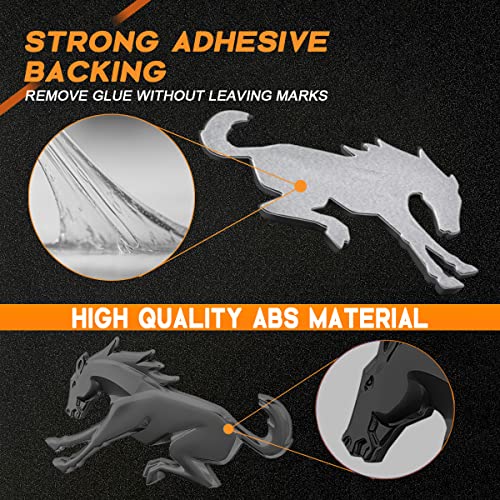 Horse Badge Embelm Compatible For Bron 2021 2022 2023,3D Roaised Abs Strong Adhensive Decals Stickers Compatible For Bronco Accessories (1Pair Matte Black #TOP4